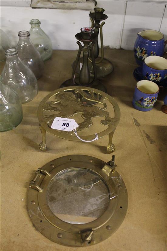 Pair of Gimbles trivet and port hold
